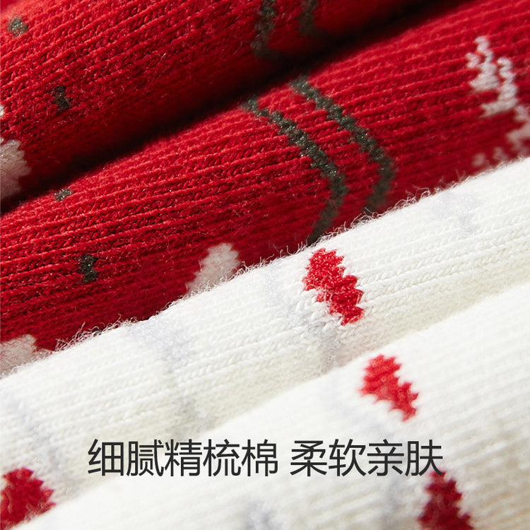 女襪|費爾島風襪子女潮流好搭無骨彈力堆堆襪棉襪舒適耐磨抗起球聖誕襪「NS24115」24.12-4