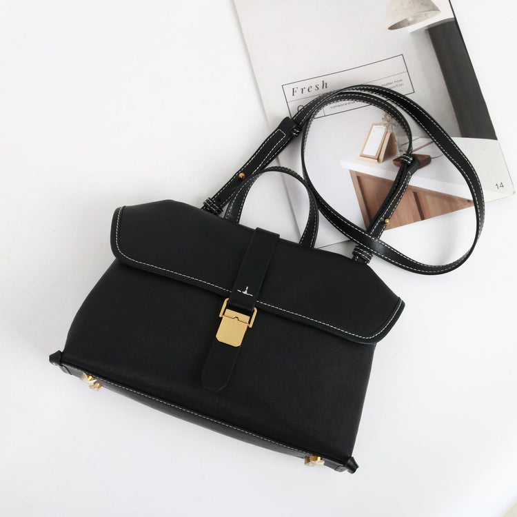 質感真皮|2024新款植鞣頭層牛皮通勤小眾設計隨興郵差包女小挎包單肩斜挎包「6127」24.09-2