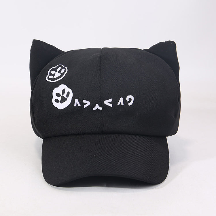 流行帽子|夏季薄款可愛卡通貓耳朵帽子女日系貝雷棒球帽顯臉小鴨舌八角帽潮「C5114」25.03-4