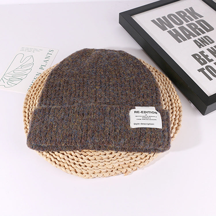 流行帽子|2024新款針織帽女慵懶風毛線堆堆帽大頭圍顯臉小加厚毛線帽冷帽男「C4484」24.09-4