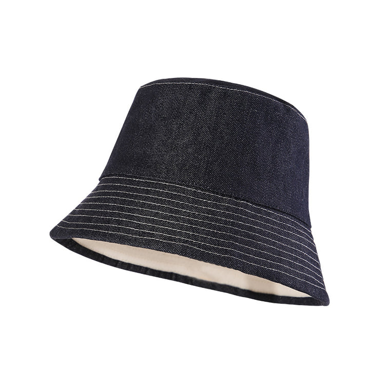 流行帽子|日系雙面可戴帽子女春夏顯臉小牛仔漁夫帽百搭水桶帽遮陽防曬盆帽「C5484」25.08-3