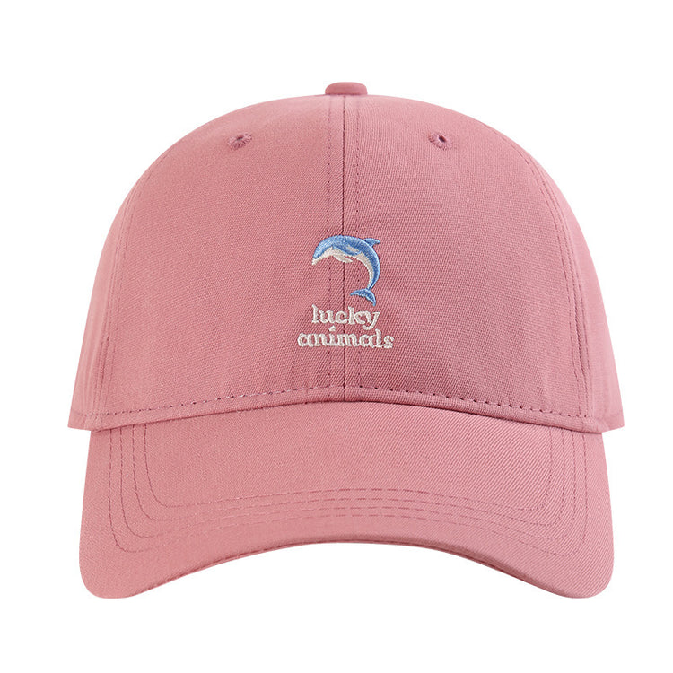 流行帽子|新款可愛海豚刺繡帽子女春夏百搭大頭圍顯臉小棒球帽遮陽鴨舌帽男「C5439」25.07-5