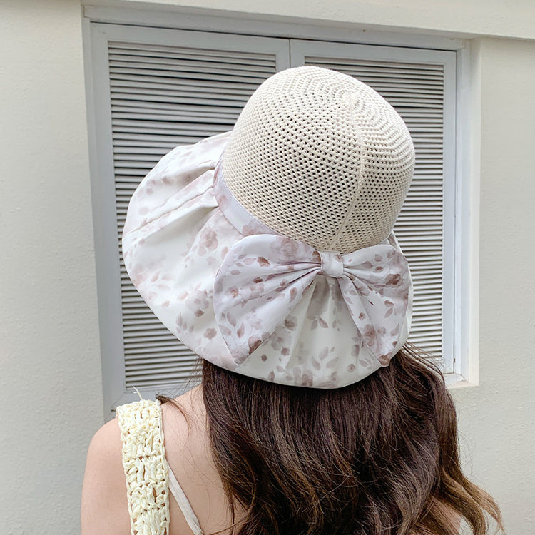 流行帽子|夏季新款蝴蝶結帽子女防曬小清新遮陽帽戶外出遊防紫外線太陽帽潮「C5253」25.05-1