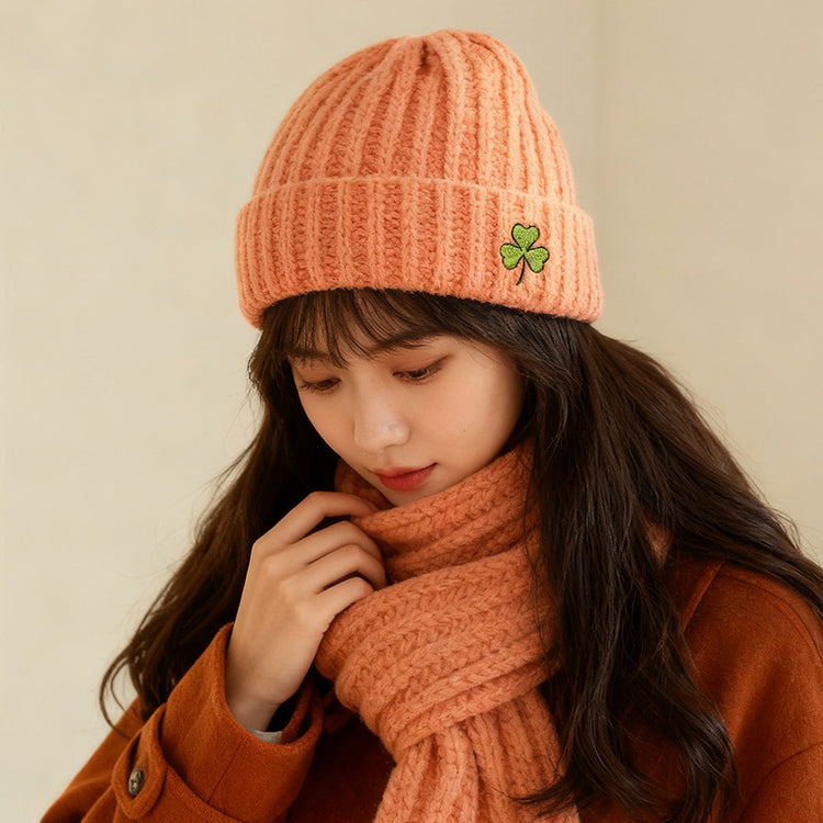 流行帽子|可愛花朵刺繡毛線帽子女秋冬保暖護耳針織帽顯臉小冷帽百搭套頭帽「C5802」25.11-2