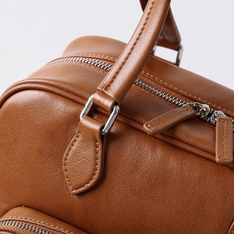 質感真皮|2024新款復古運動手提包機車包大容量秋冬單肩公文包休閒真皮女包「3301」24.12-4