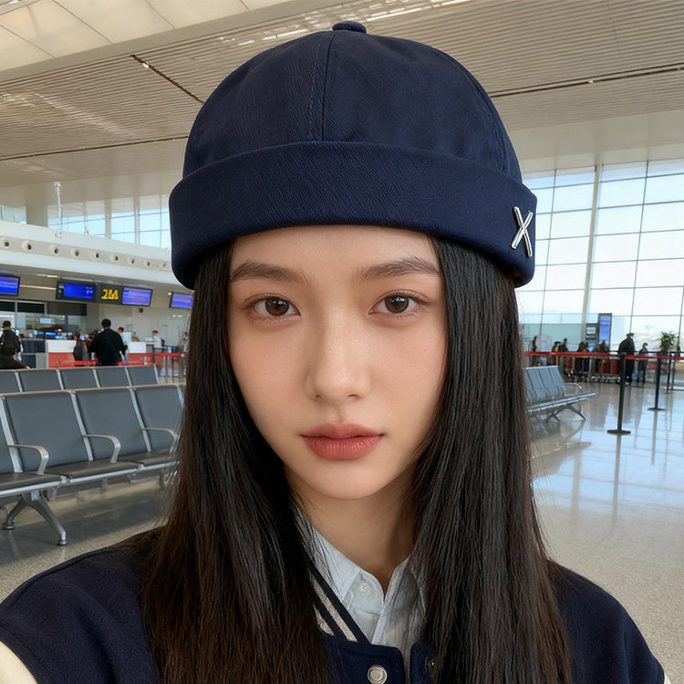 流行帽子|帽子男瓜皮帽日系地主帽韓版街頭潮人嘻哈帽無檐女雅痞時尚地痞帽「C2584」25.09-3