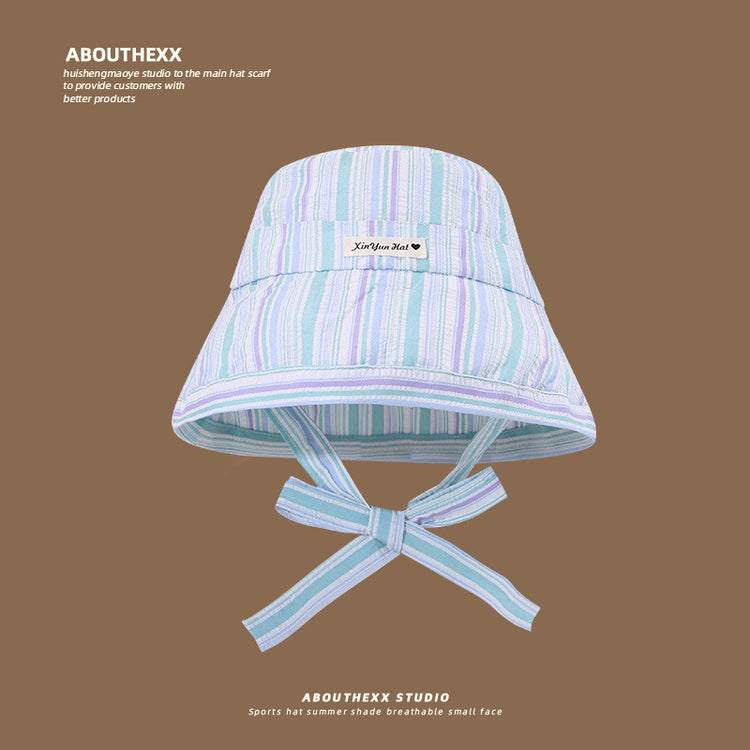 流行帽子|2025新款遮陽防曬帽子女休閒百搭漁夫帽防紫外線顯臉小綁帶太陽帽「C5286A」25.06-1