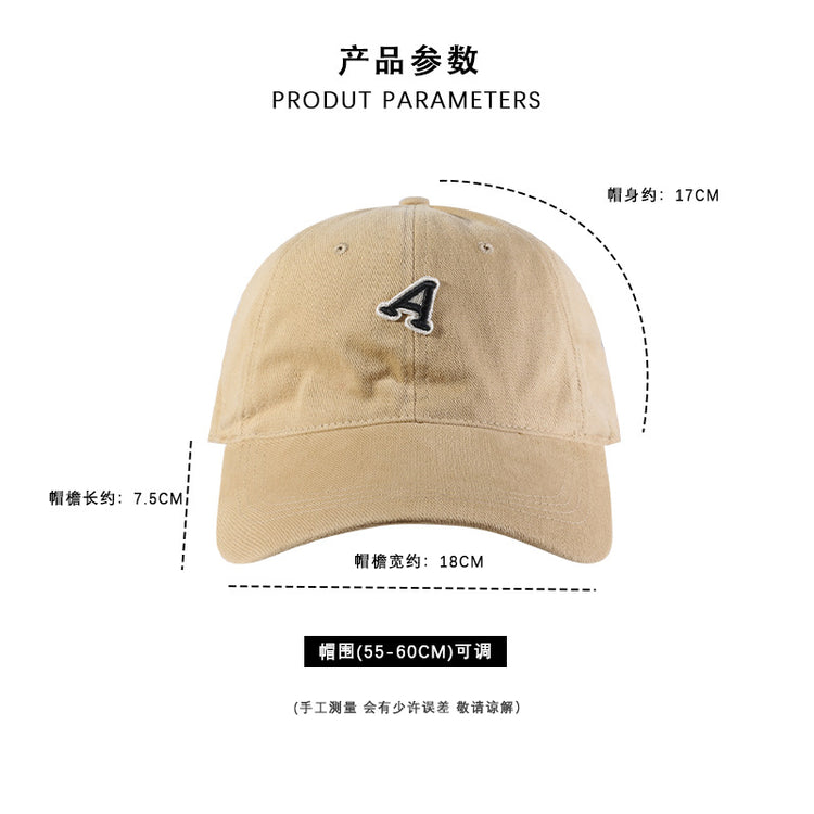 流行帽子|新款貼布字母A棒球帽春秋字母韓版鴨舌帽寬檐顯臉小百搭遮陽帽子「C4286」24.09-2