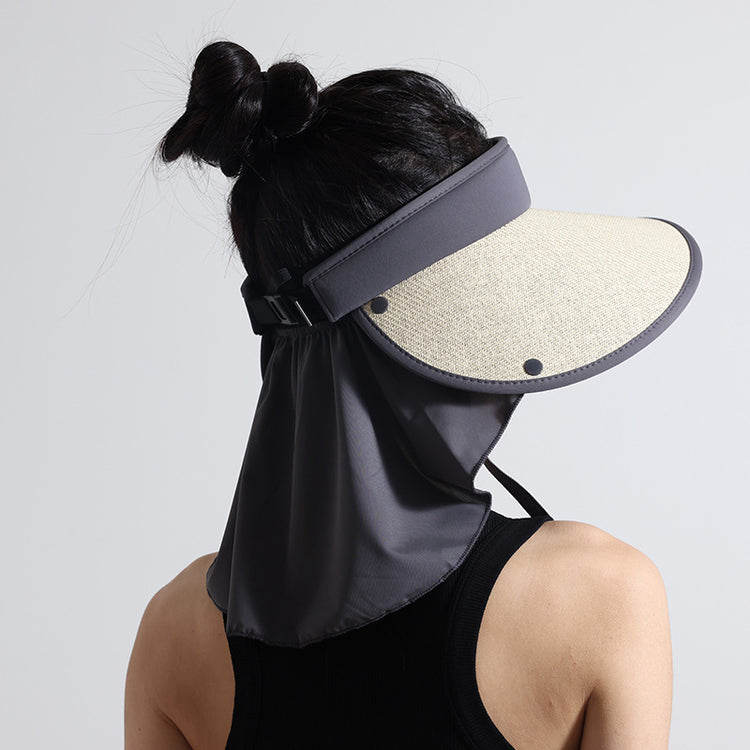 流行帽子|後護頸空頂黑膠防曬帽女夏季騎行百搭遮陽帽防曬防紫外線太陽帽子「C4003」24.05-4