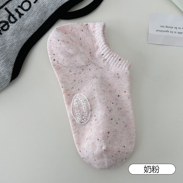 女襪|夏季薄款船襪女硅膠防滑不掉跟淺口隱形襪棉質親膚透氣吸汗短襪「AM2407」25.06-3