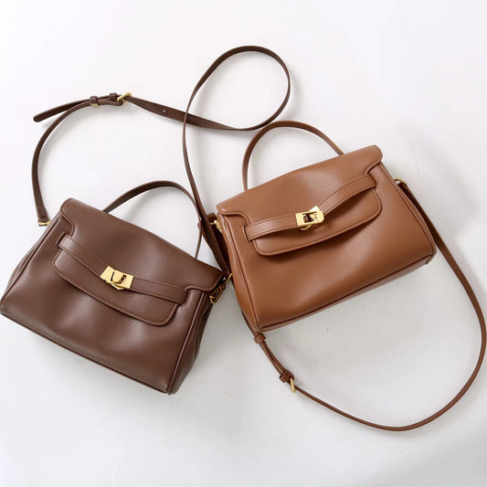 質感真皮|2025新款通勤復古百搭單肩斜背包外出上班公文包女包時尚潮流單肩包「6191S」25.12-1