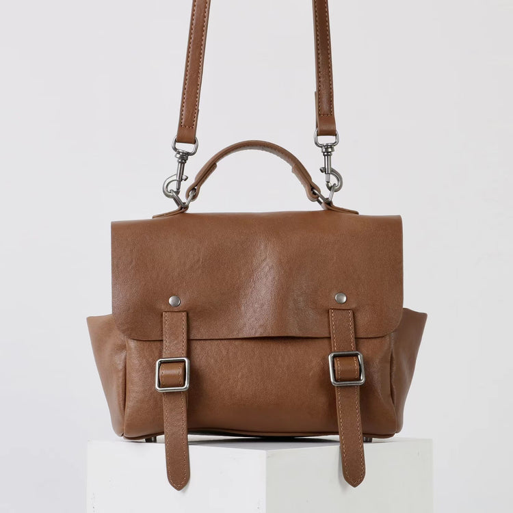 質感真皮|秋冬復古植鞣牛皮雙肩包2024新款單肩斜跨劍橋背包時尚百搭「3731」24.12-5