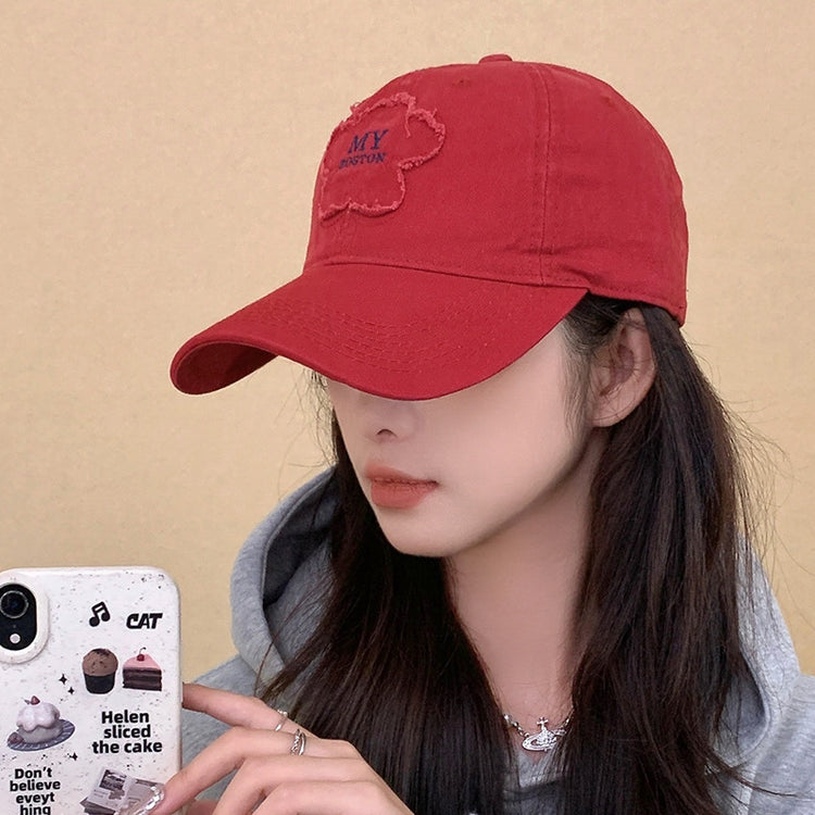 流行帽子|帽子女新款花朵貼布my刺繡棒球帽春秋季休閒百搭寬檐遮臉防曬帽潮「C4422」24.09-2