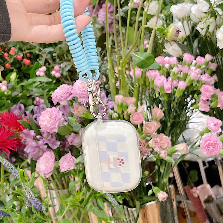 耳機套|適用2/3代藍格子無線藍牙耳機保護套airpodspro透明殼帶掛繩「BQ2503」24.07