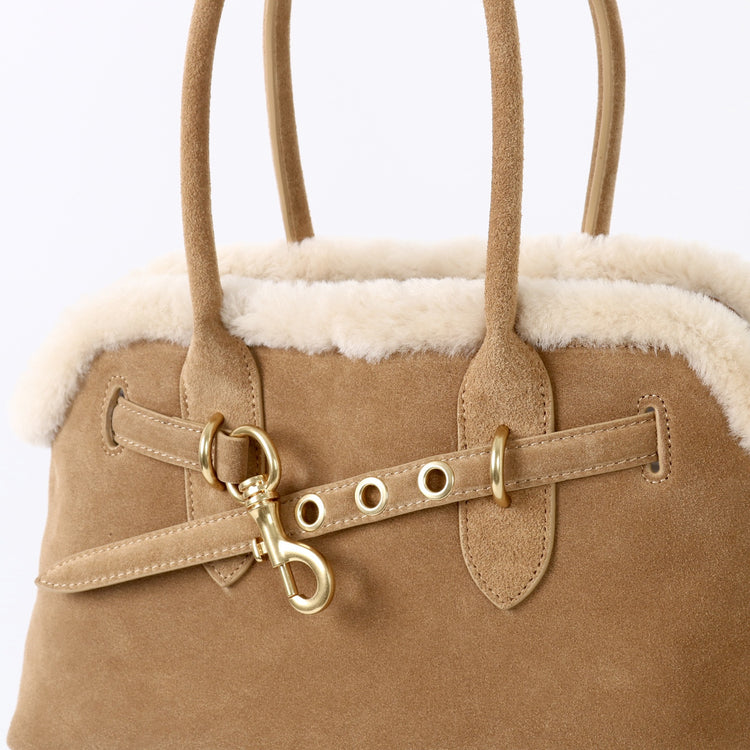 質感真皮|2025新款復古磨砂毛絨拼接手提包大容量通勤腋下包女包包小眾設計「8358」25.11-3