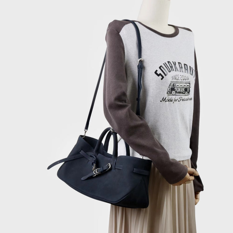 質感真皮|2025新款復古休閒麂皮包通勤百搭極簡皮帶扣設計斜背女小眾托特包「5797」25.09-4