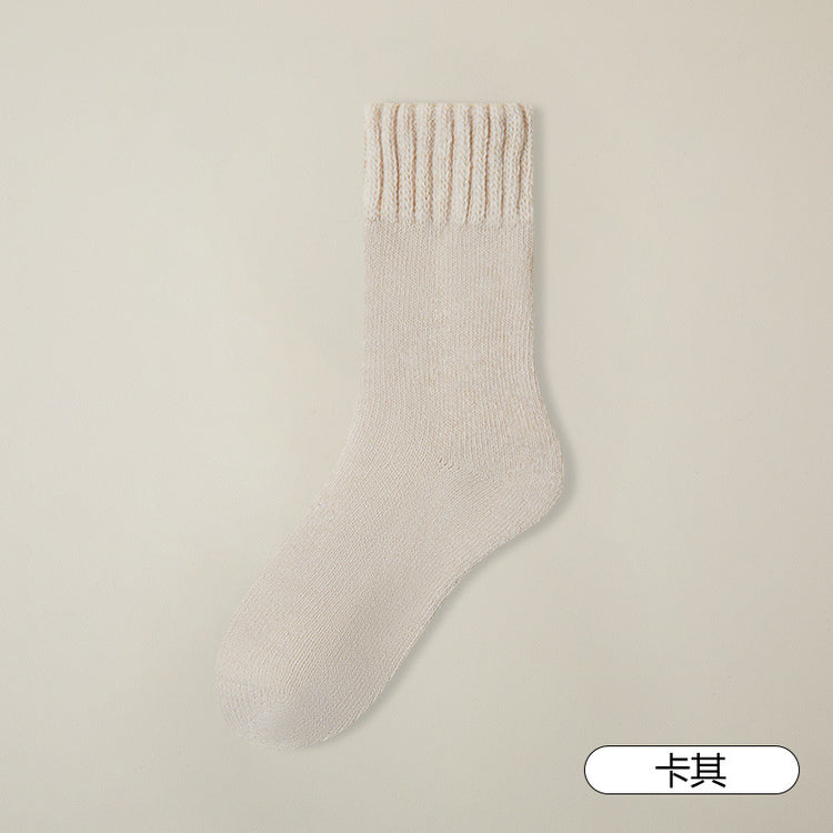 女襪|加厚羊毛襪子男秋冬季加絨毛圈保暖中筒襪純色簡約舒適諸暨襪子「YK24094」24.12-1