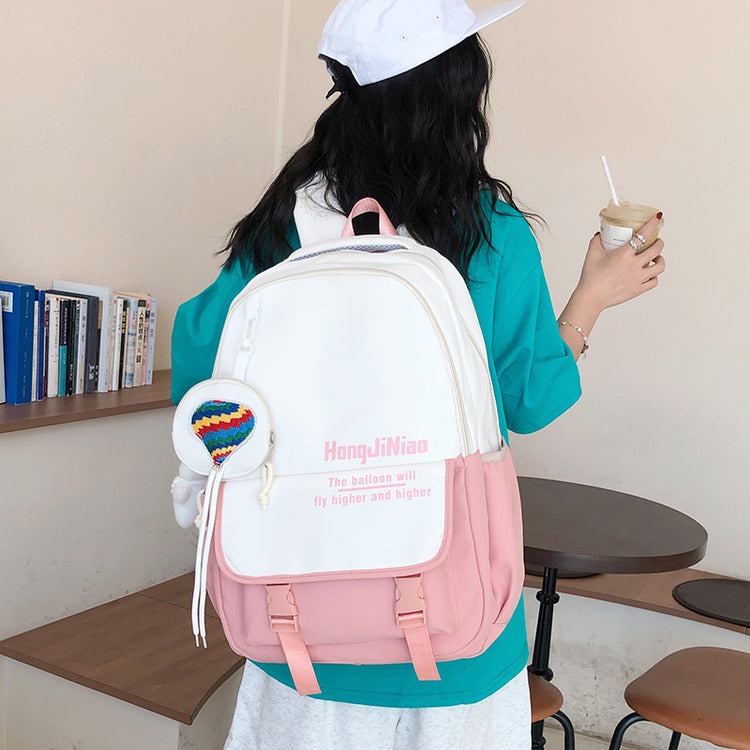 致青春|韓版高中書包女森系撞色雙肩包ins潮學院風中學生國中生休閒背包「3303-130」24.07-2