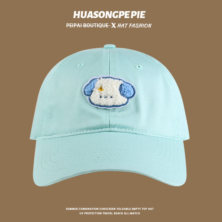 流行帽子|帽子防曬帽夏季女2024新款寬檐遮臉百搭棒球帽子小狗情侶鴨舌帽男「C4054」24.06-2