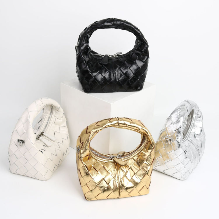 質感真皮|2024新牛皮手腕真皮便當訂製編織女包潮流歐美手柄單肩斜挎包「3328」24.04-4