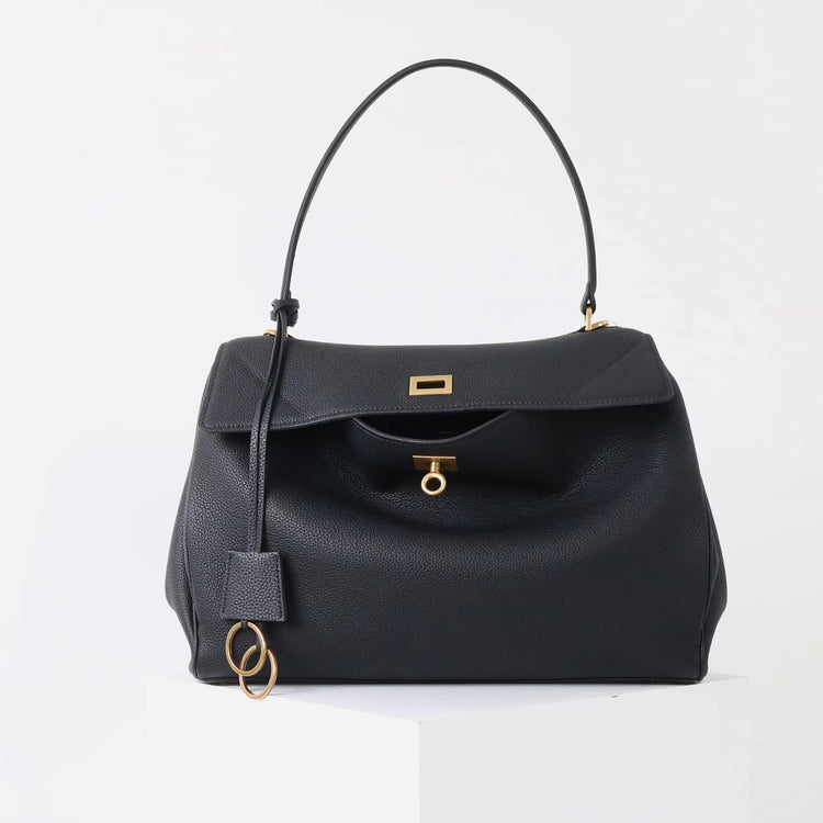 質感真皮|2025新款togo牛皮B家同款鬆弛感大小號真皮鎖扣手提包單肩斜挎包「X5133 D5134」25.12-1