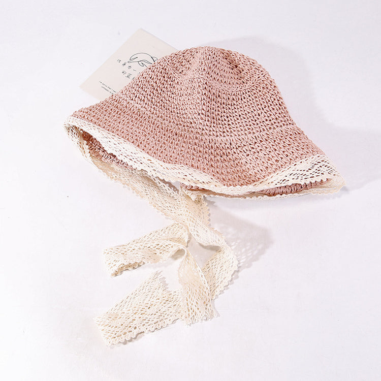 流行帽子|夏季蕾絲草帽女海邊度假放紫外線沙灘遮陽帽大沿顯臉小遮臉防曬帽「C5076」25.03-2
