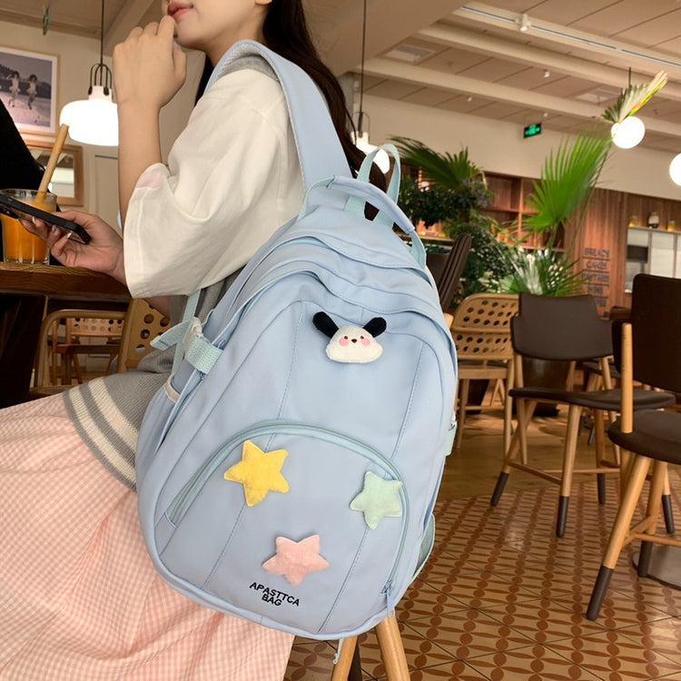 致青春 | 校園書包國中女生雙肩包女可愛星星旅行包大容量高中生大學生背包「174-130」24.05-4