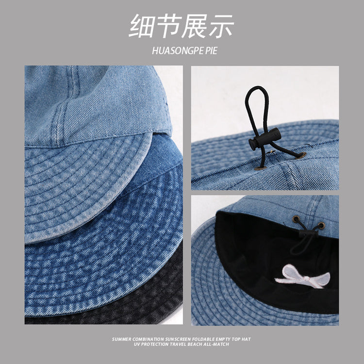 流行帽子|蝴蝶結牛仔漁夫帽女明星同款夏季遮陽帽出行顯臉小穿搭時尚鴨舌帽「C3757」24.04-1