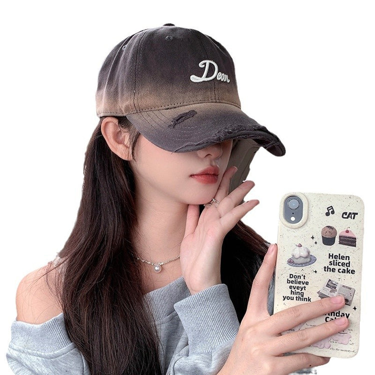 流行帽子|2024新款街頭復古文藝百搭立體繡扎染破洞棒球帽寬檐遮臉防風帽子「C4579」24.10-5