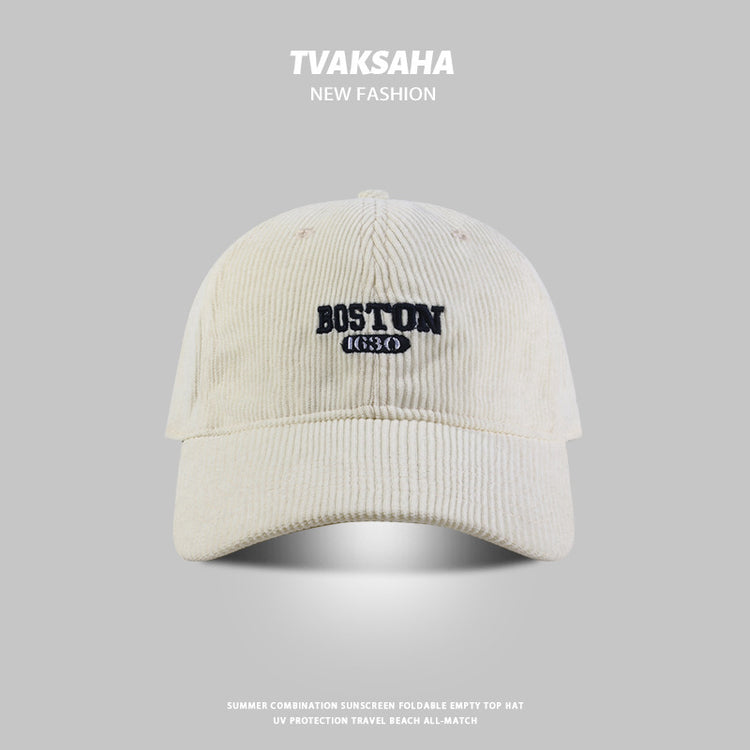 流行帽子|帽子秋冬新款燈芯絨棒球帽男女同款時尚字母防寒帽百搭防風鴨舌帽「C4250」24.08-3