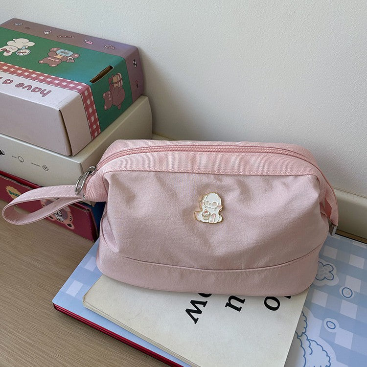 日韓流行|手提化妝包女2025新款便攜尼龍防水洗漱包立體版簡約大容量收納包「Q9035」25.09-5