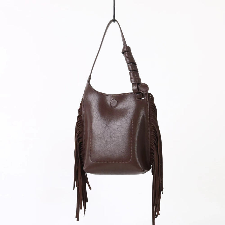 質感真皮|2025全新流蘇軟牛皮斜背包度假風百搭休閒信封包潮流輕奢單肩斜挎包「7058」25.09-4