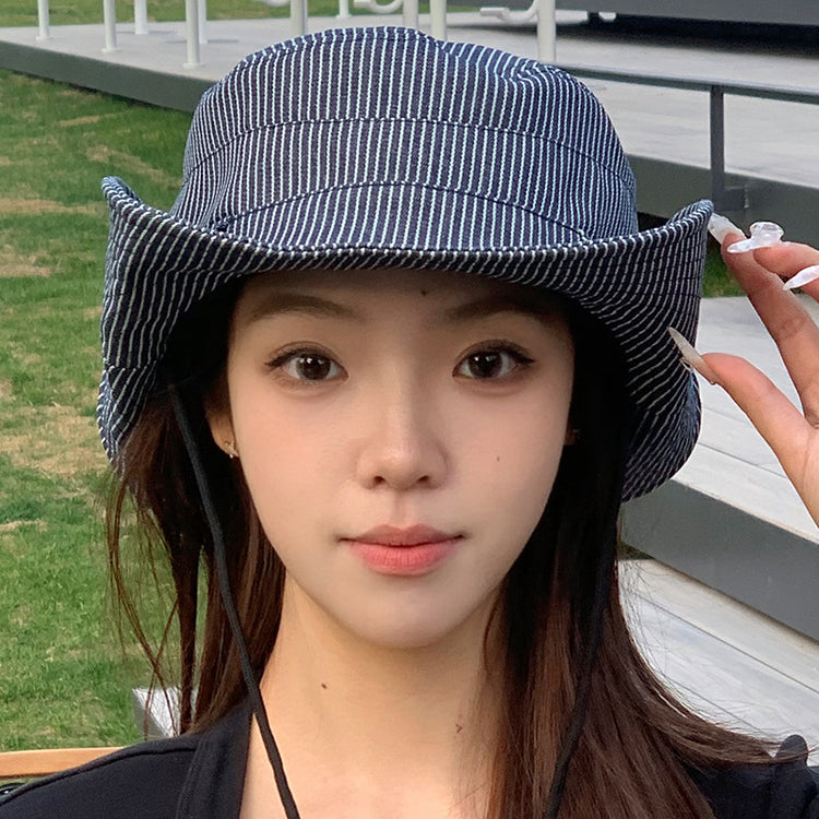 流行帽子|條紋百搭登山帽女春夏新款戶外遮陽帽西部牛仔時尚漁夫釣魚帽子男「C3731」24.03-2