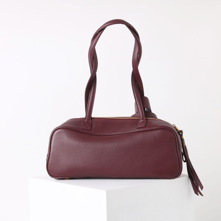 質感真皮|2025全新百搭輕奢小眾高級感波士頓大包肩托特枕頭通勤保齡球包「6163」25.07-1