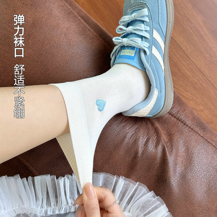 女襪|拼色布標襪子女彈力無骨吸汗透氣中筒襪薄款ins潮流學院風堆堆襪「PSP0112」25.06-3