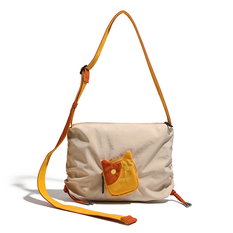 致青春|可愛貓咪斜背包卡通休閒韓版輕便小背包大容量設計感通勤單肩包「909-123」25.06-2