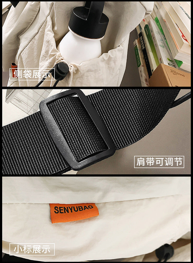 致青春|日系ins新款高顏值潮酷工裝風多口袋托特包情侶輕便大容量斜挎包「695-123」25.10-1