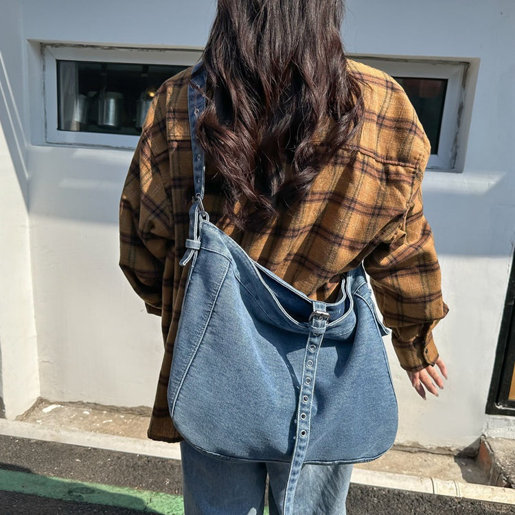 致青春|包包女包新款韓版復古帆布包水洗牛仔女包大容量購物袋單肩包「8182-370」24.04-2