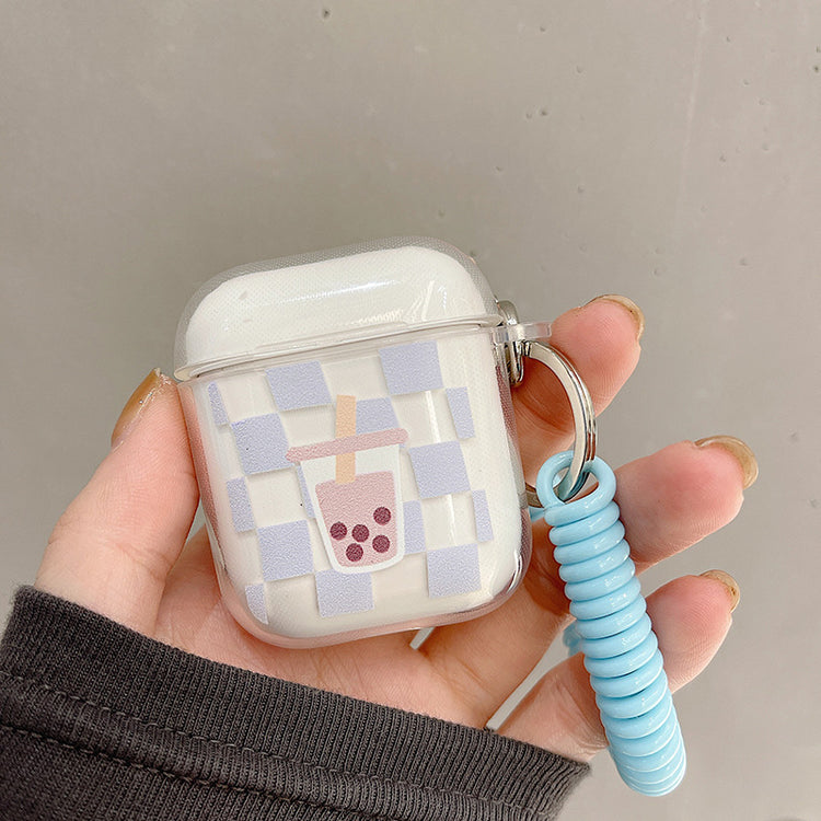 耳機套|適用2/3代藍格子無線藍牙耳機保護套airpodspro透明殼帶掛繩「BQ2503」24.07