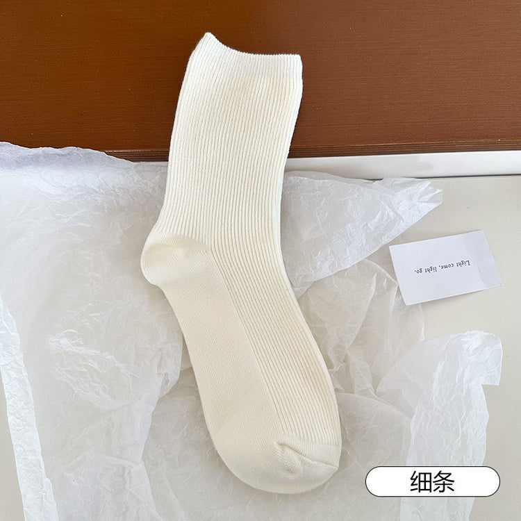 女襪|波點襪子女夏季薄款ins潮彈力卷邊中筒襪棉質親膚吸汗透氣堆堆襪「HD25811」25.04-4