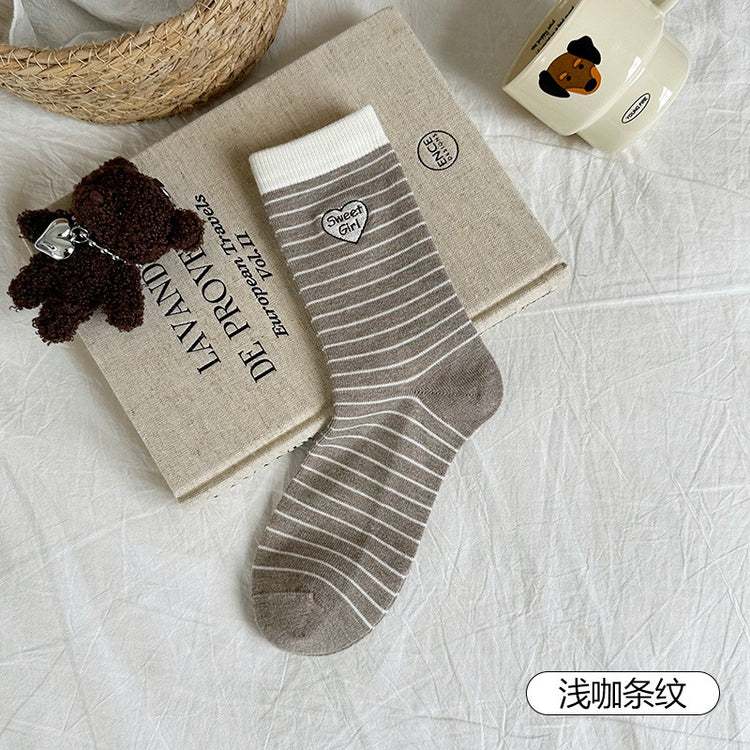 女襪|羊毛襪子女吸汗透氣親膚舒適中筒襪ins潮學院風彈力無骨堆堆襪「MYH2572」25.09-4