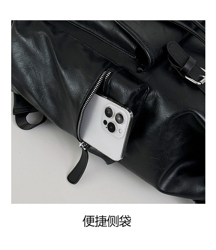 致青春|韓版PU雙肩包男防潑水情侶休閒旅行背包出差通勤商務質感雙肩包「5619-138」25.10-4