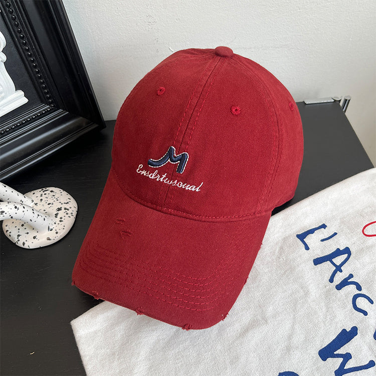 流行帽子|韓版簡約字母刺繡軟頂棒球帽子春季新款百搭休閒情侶顯臉小鴨舌帽「C4889」24.12-5