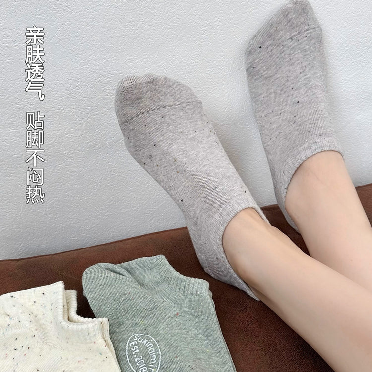 女襪|夏季薄款船襪女硅膠防滑不掉跟淺口隱形襪棉質親膚透氣吸汗短襪「AM2407」25.06-3