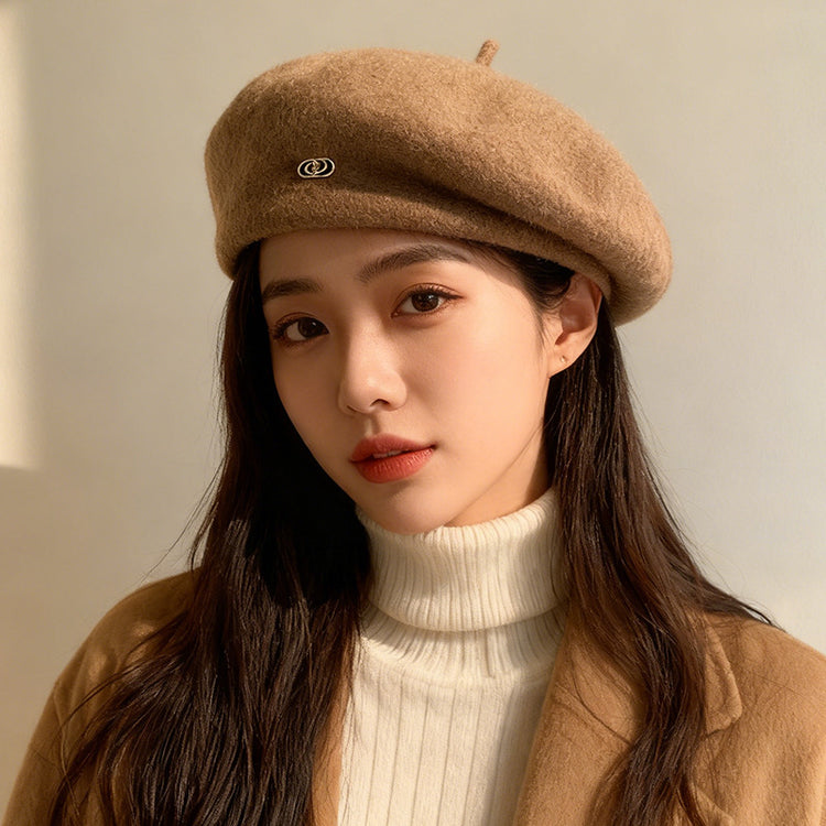 流行帽子|英倫復古保暖貝雷帽子女秋冬羊毛呢時尚定型畫家帽顯臉小蓓蕾帽潮「C5860」25.11-4
