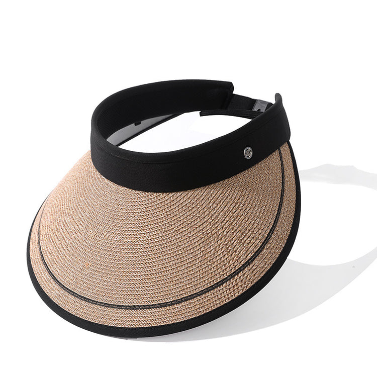 流行帽子|夏季新款戶外遮陽可折疊黑膠塗層女士草帽沙灘防曬防紫外線空頂帽「C3720」24.03-2