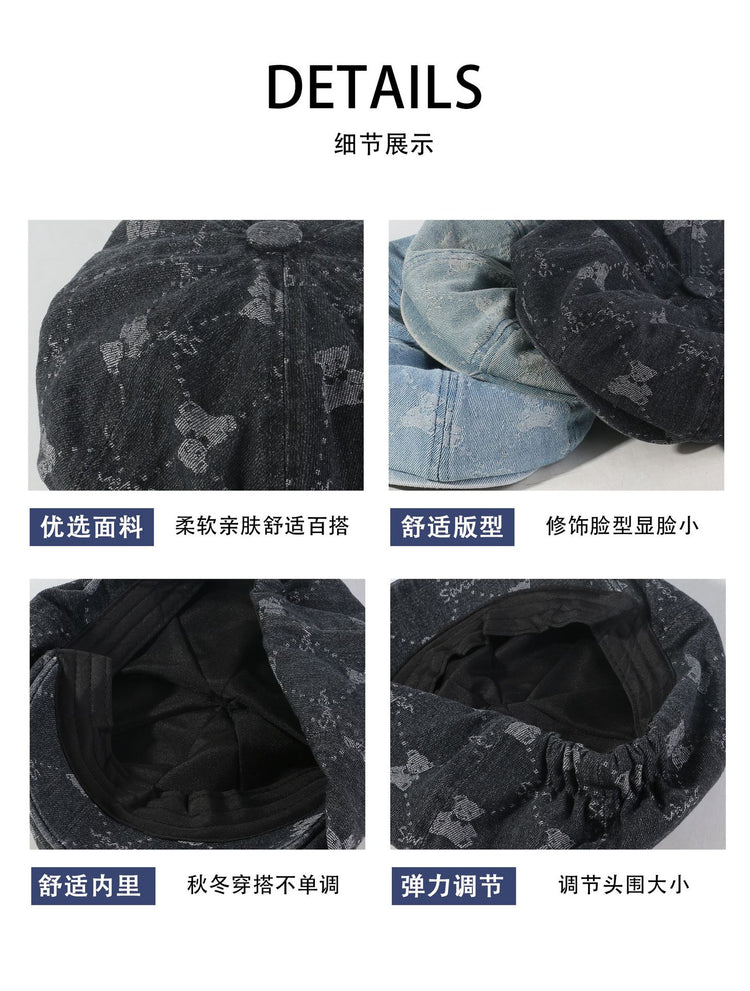 流行帽子|雲朵帽子秋冬韓版百搭高級感畫家帽一帽兩戴顯臉小貝雷帽復古百搭「C4241」24.08-2