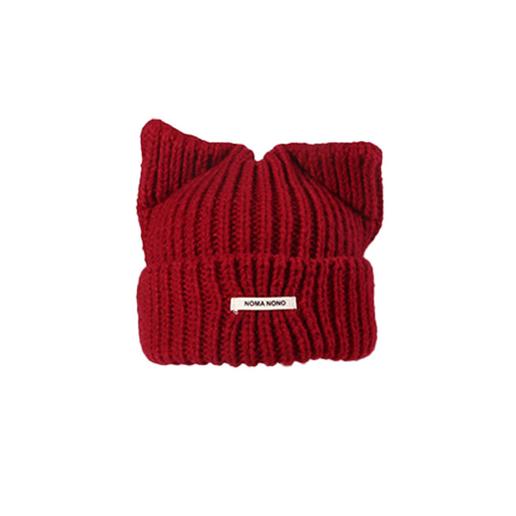 流行帽子|帽子日系可愛貓耳朵毛線帽秋冬季保暖護耳套頭帽百搭顯臉小針織帽「C4391」24.09-3