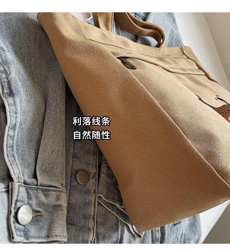 致青春|韓國文藝包女臘腸狗刺繡手提單肩包休閒時尚百搭學生托特包批發「2857-126」25.03-3