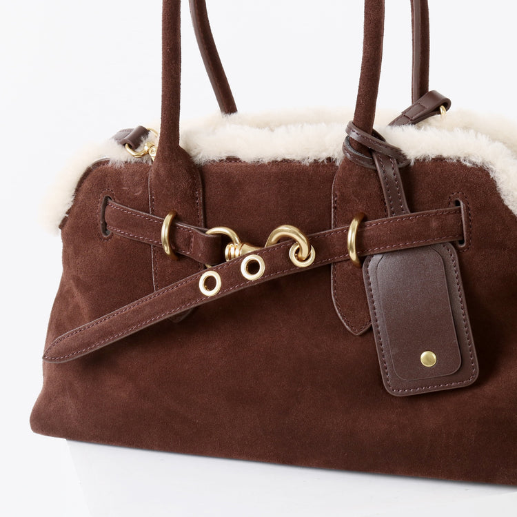 質感真皮|2025新款復古磨砂毛絨拼接手提包大容量通勤腋下包女包包小眾設計「8358」25.11-3